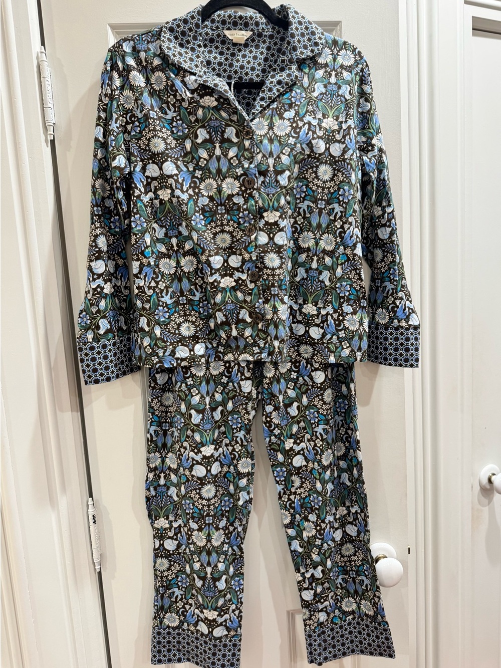 Vera Bradley Floral Fox Print Long Sleeve Pajama Set Sz. S Fall Loungewear